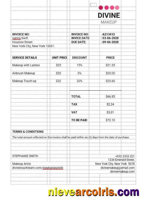 Makeup Artist Invoice